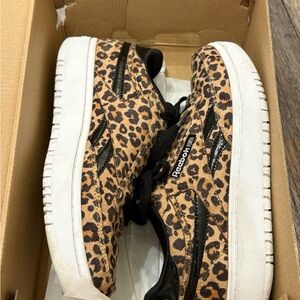 Reebok Kids Tan and Black Leopard Sneakers